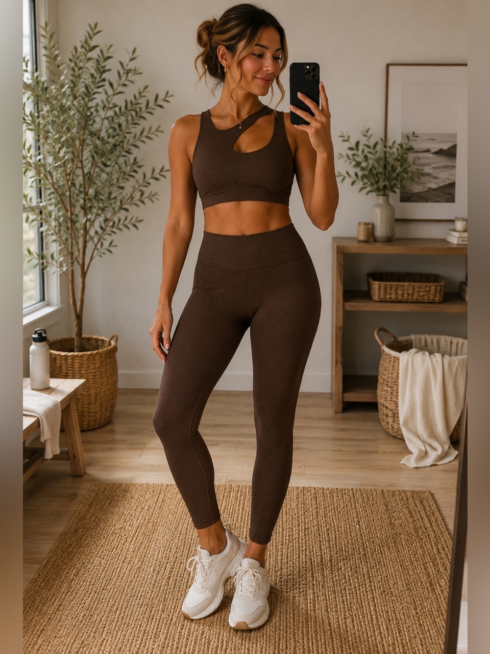 Fabletics Brown Women's Top and Matching leggings